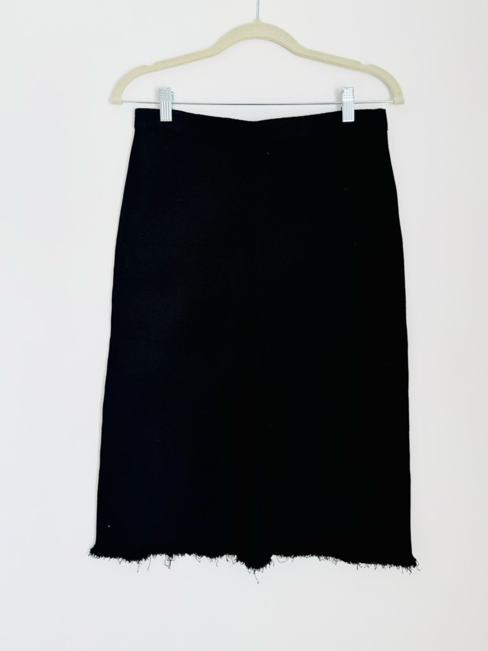 Milano Black Raw-Hem Pencil Skirt